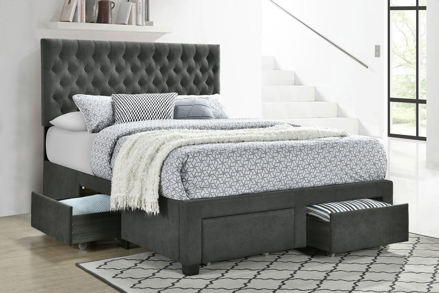 4 Draw Storage Bed - Charcoal