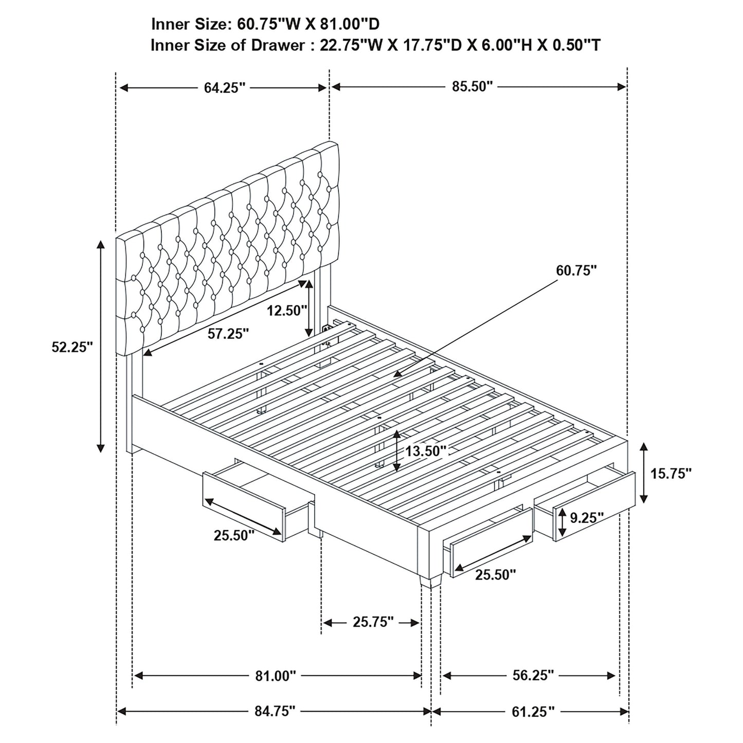 4 Draw Storage Bed - Light