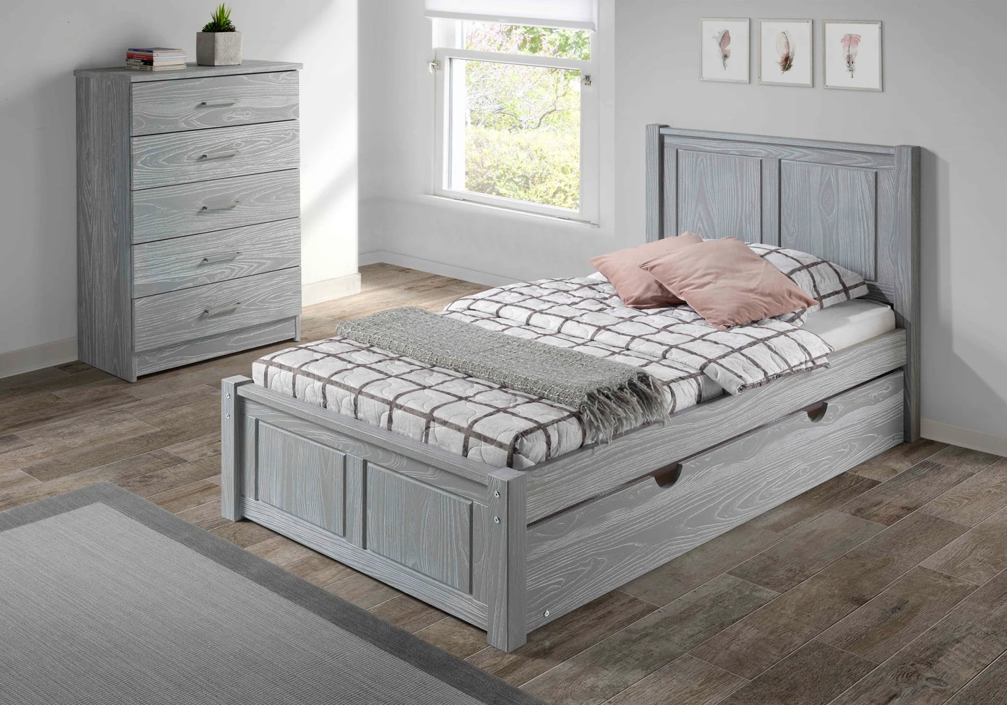 Aspen Platform Bed - Gray With White Engraving