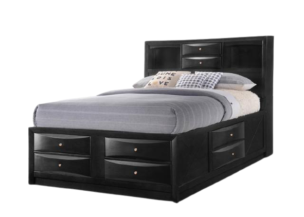 Phoenix Black Platform Bed - Multiple Storage Compartments