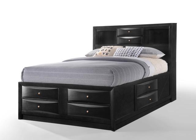 Phoenix Black Platform Bed - Multiple Storage Compartments