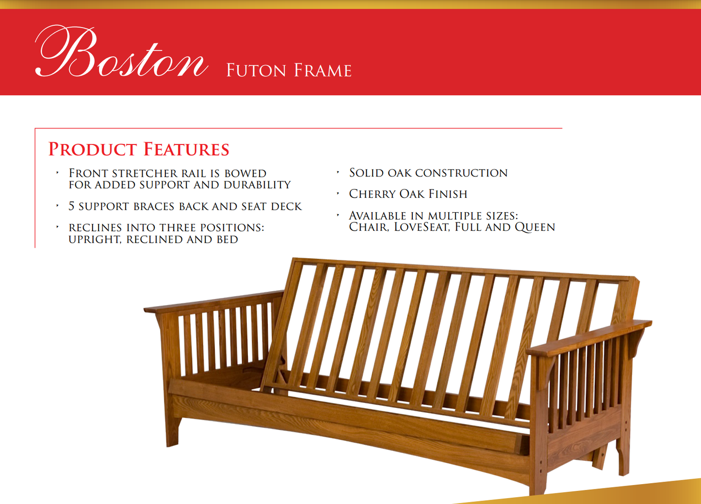 Boston Oak Wood Futon