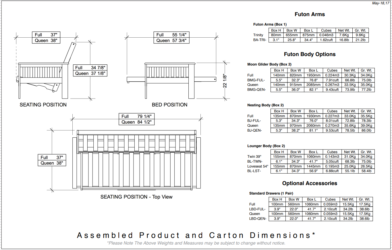 Trinity Futon Frame - Multiple Colors Available