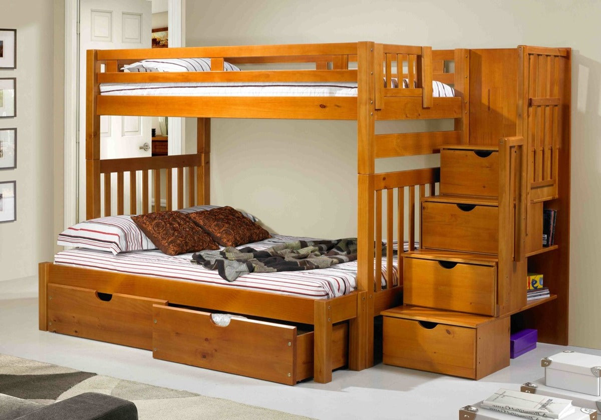 Staircase Bunk Bed Pecan