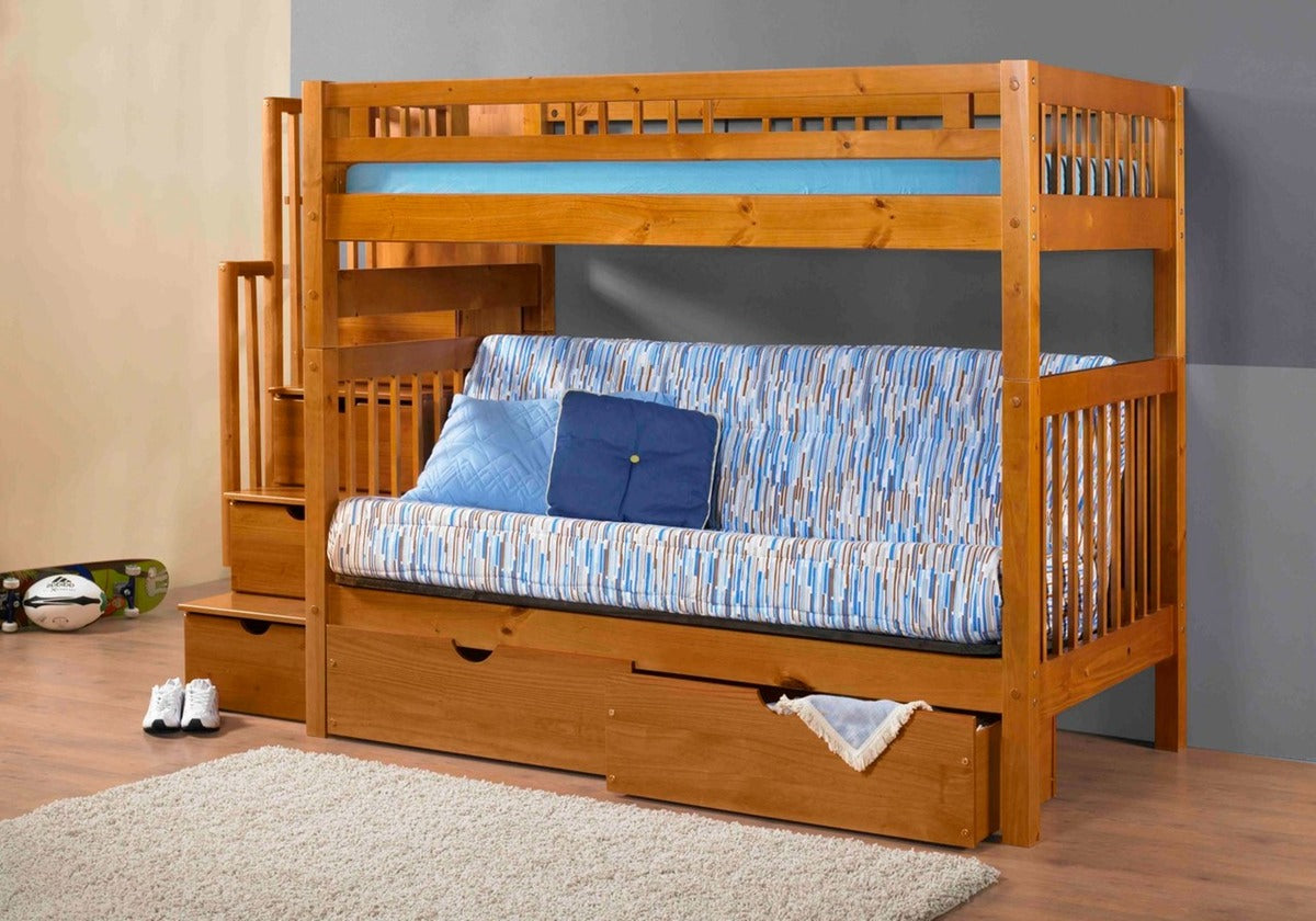 Staircase Bunk Bed Pecan
