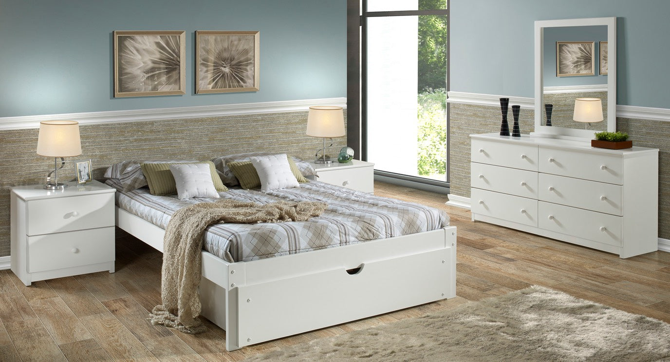 V Platform Bed White