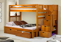 Staircase Bunk Bed Pecan
