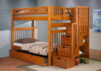 Staircase Bunk Bed Pecan